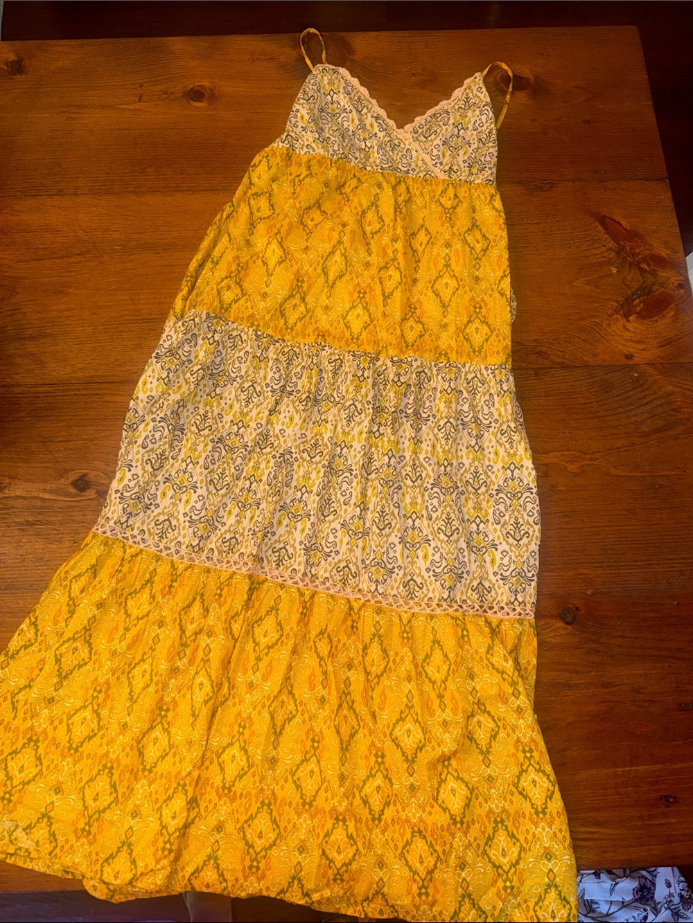 Francesca's Collections Yellow & Green Patterned Maxi Dress